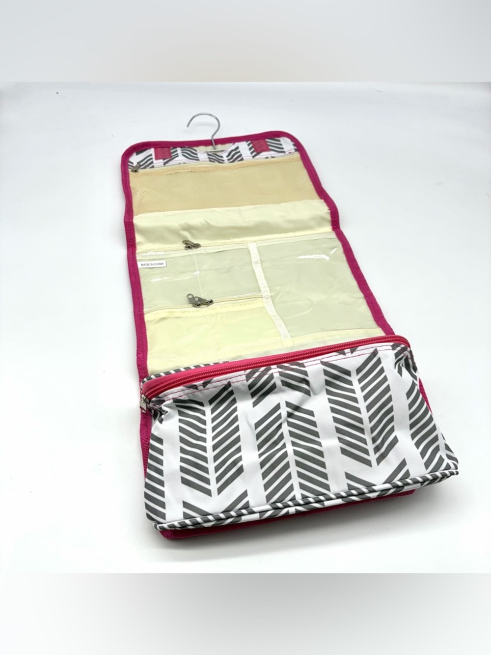 Hanging Travel Organizer Toiletry Bag - Pink and Gray